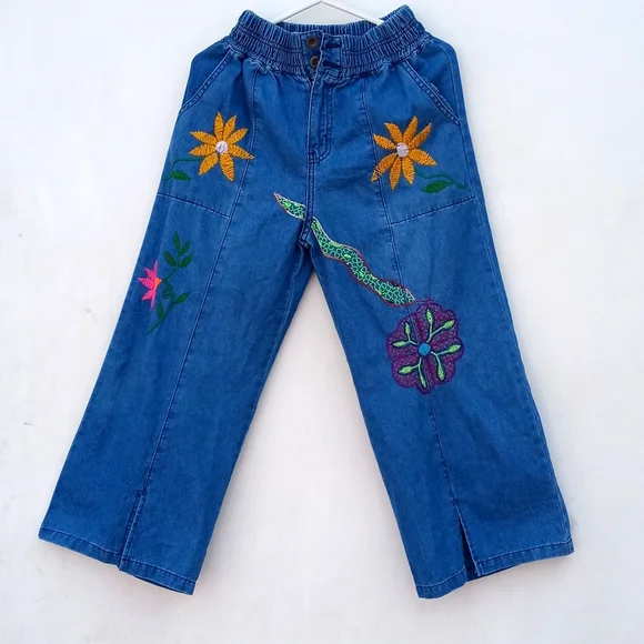 Hand embroidered Capri pants for women Amazon jungle